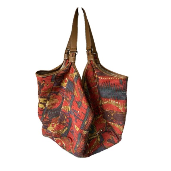 Anthropologie Rafe New York Leather Trim Linen Blend Weekender Shoulder Hobo Bag - Picture 1 of 12